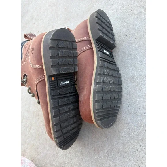 Hawx Women / Men Brown Leather Waterproof Composite Toe Work Boots Size 7B - Picture 8 of 8